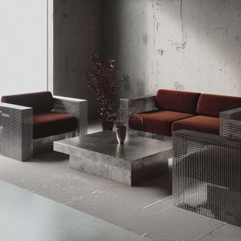 Living Room with Metal Furniture